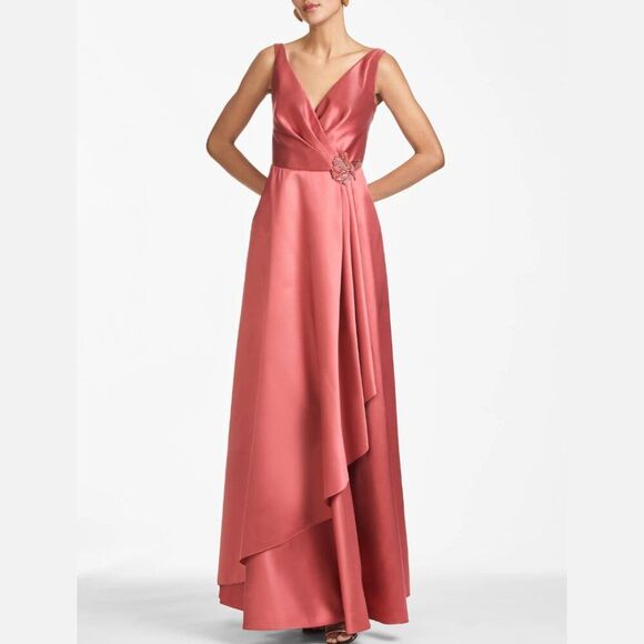 Sachin & Babi Womens Size 6 Jess Pink Red Jeweled Formal Long Gown Maxi Dress - Picture 4 of 15